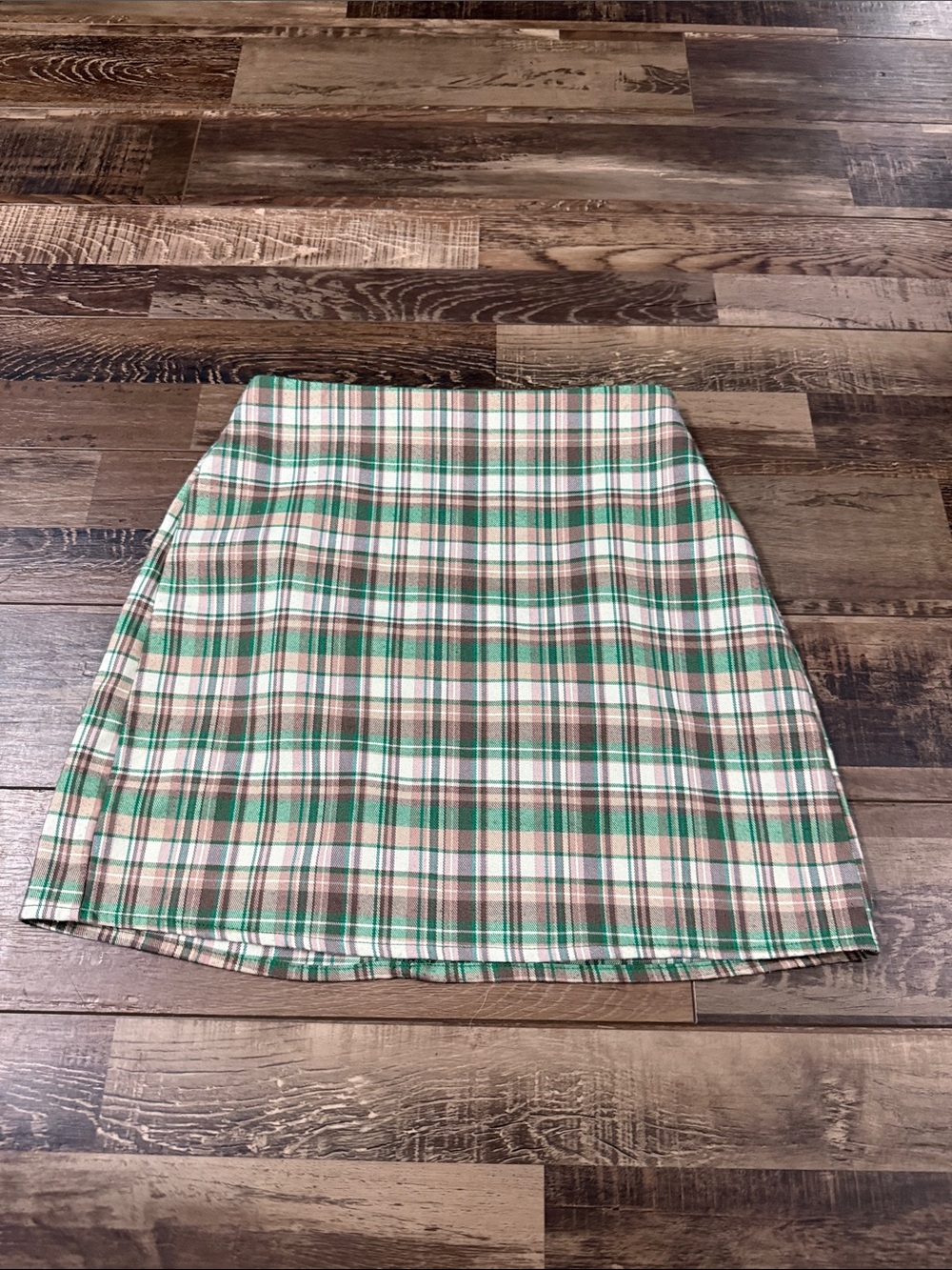 Zara Plaid Mini Skirt in Green and Brown